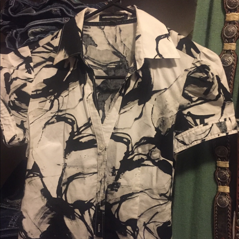 Black & white marbled dress shirt